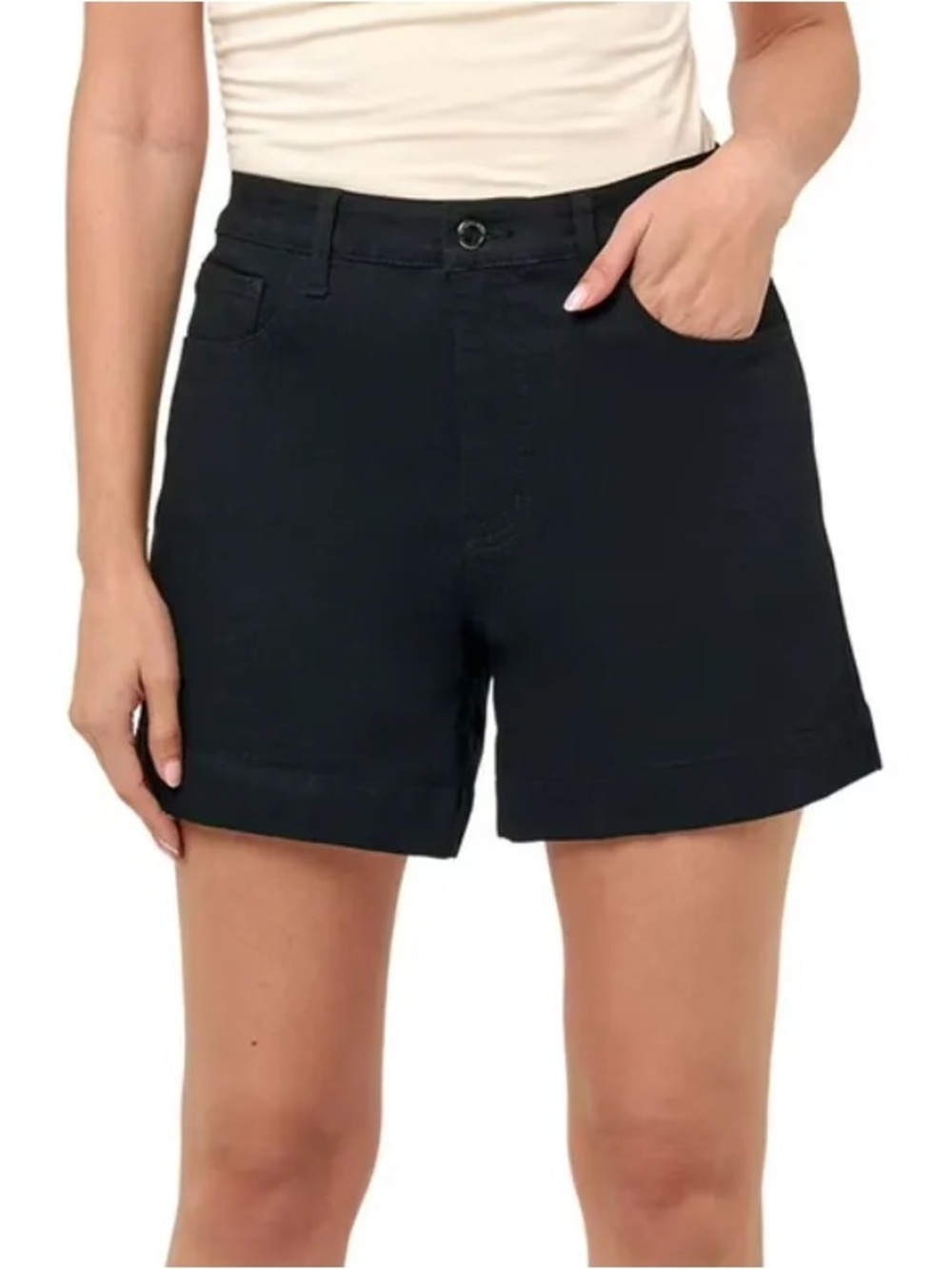 RM by Rebecca Minkoff Black Denim Shorts High Rise 90s Short Size 8 Minimalist